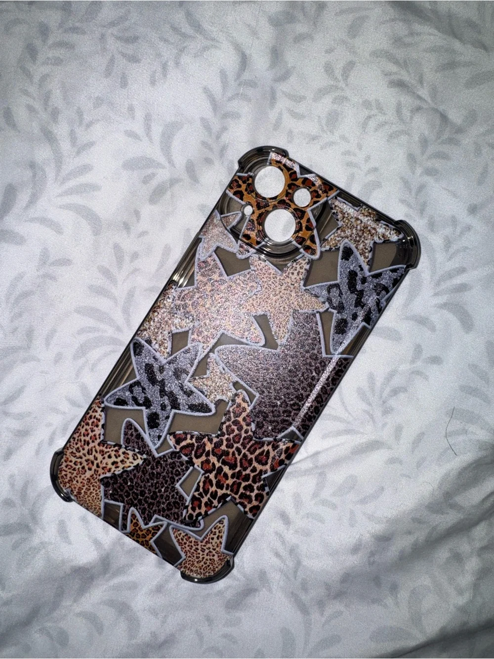 Leopard Star Print Clear Phone Case - Brown